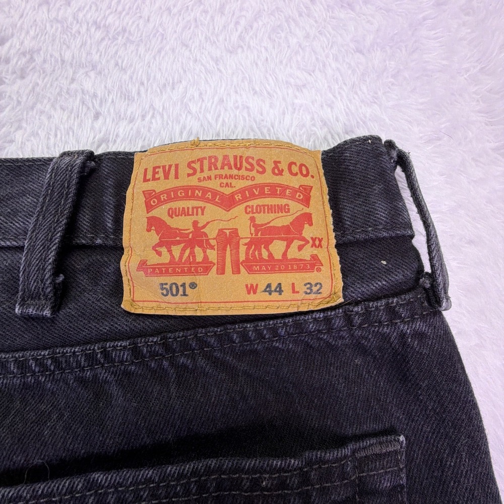 VTG Levi's 501 Button Fly Jeans Men's 44x30 (tag: 44x32) Straight Leg Distressed - Picture 6 of 8